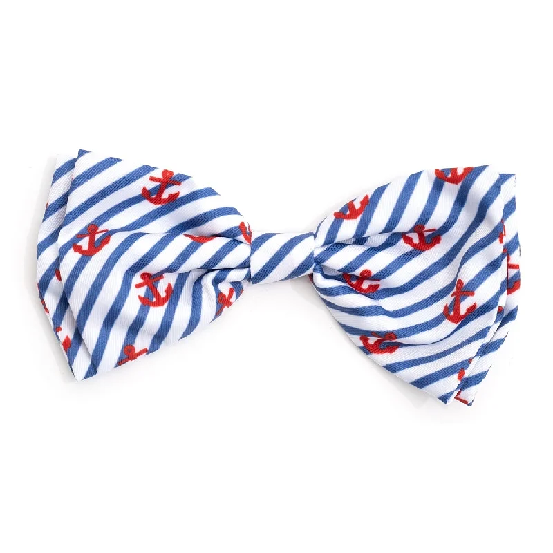 Stripe Anchors Dog Bow Tie