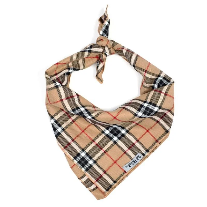 Tan Plaid Dog Bandana