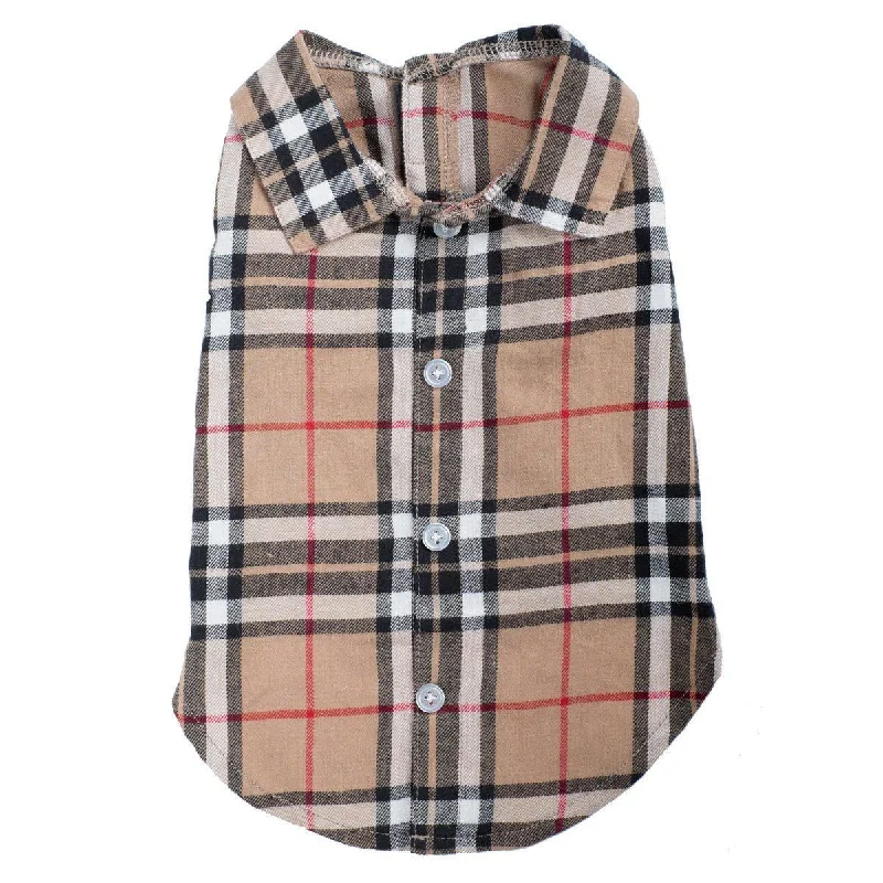 Tan Plaid Dog Shirt