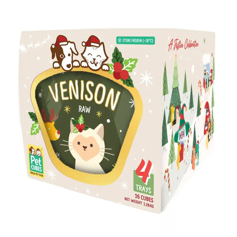 [5% OFF] PetCubes Raw Festive Venison for Cats 1.28KG