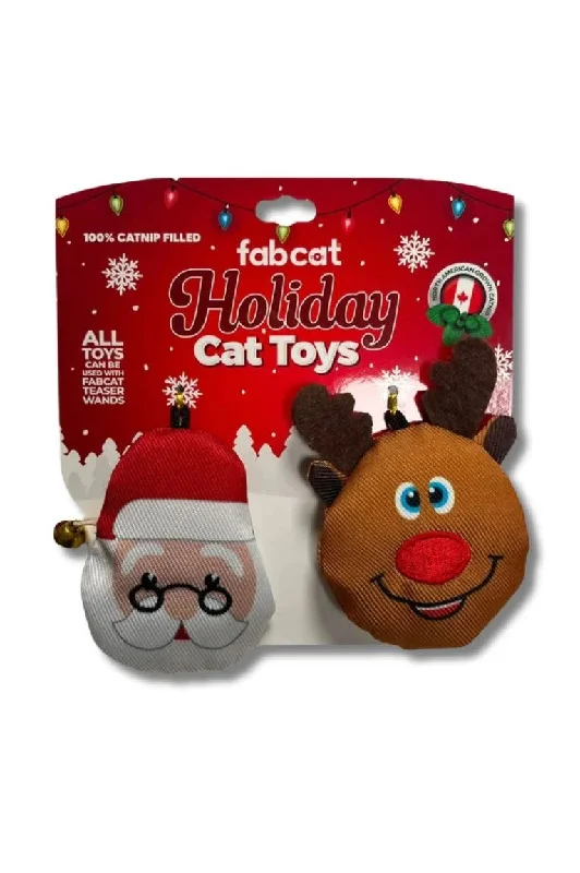 Fabcat Holiday Santa and Reindeer Cat Toy Set