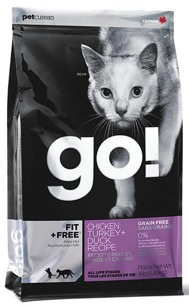GO! FIT + FREE Feline Grain Free Chicken, Turkey + Duck Recipe; Available in 3 sizes