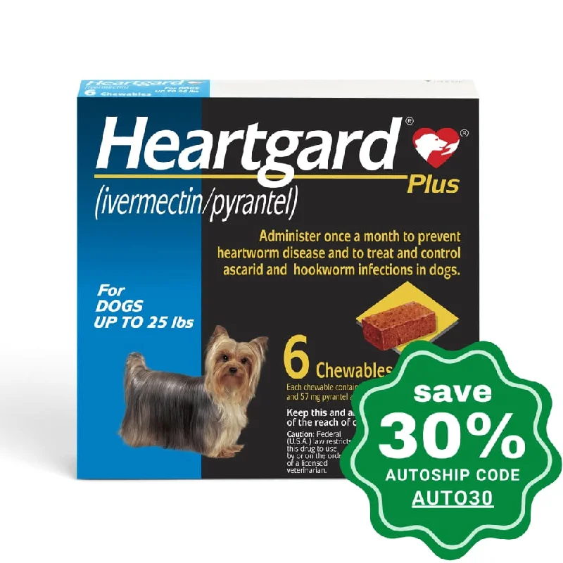 Heartgard - Plus Chewable Tablets - for Dogs up to 25 lbs - 6 TABS