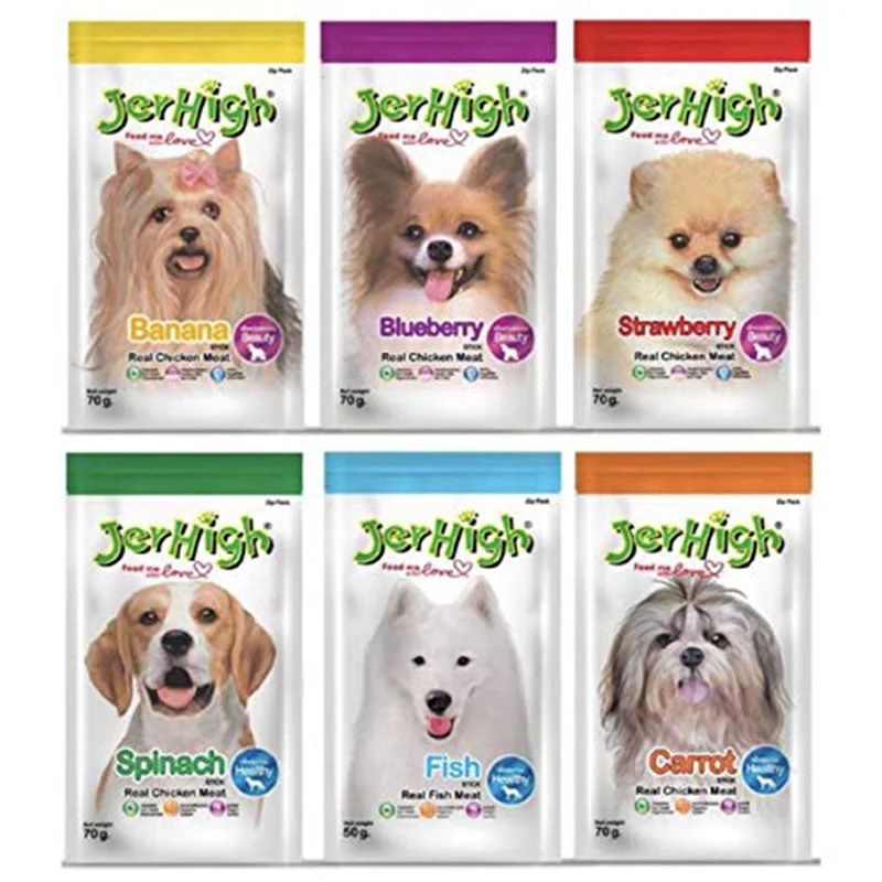 Jerhigh Spinach, Blueberry, Carrot, Strawberry, Fish and Banana Dog Treat, 70 g (Pack of 6)