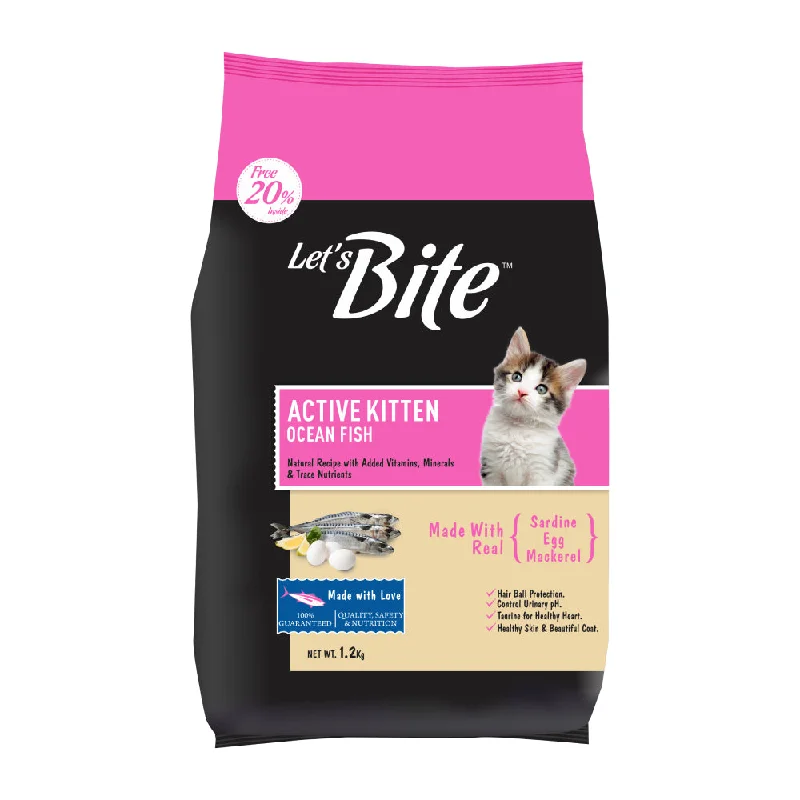 Let's Bite Active Kitten Cat Food 1.2 kg (20% Extra Free Inside)