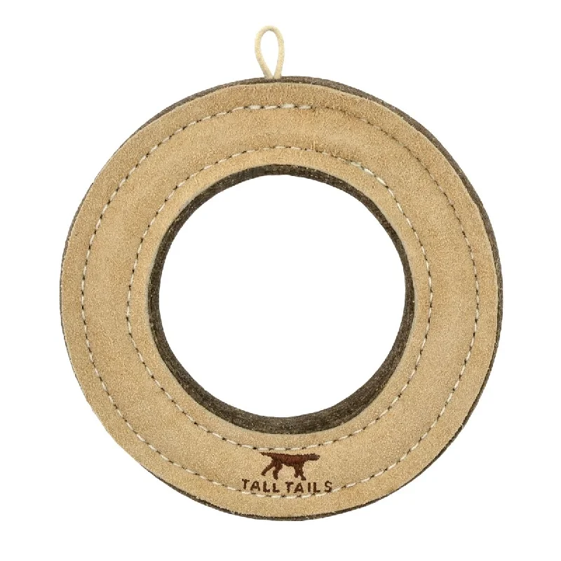 Tall Tails Dog Toy Natural Leather & Wool Ring