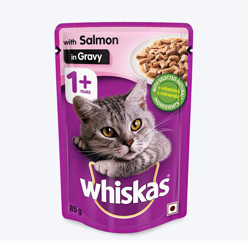 Whiskas Adult (1 Yrs +) Salmon in Gravy, Wet Cat Food, 85 g